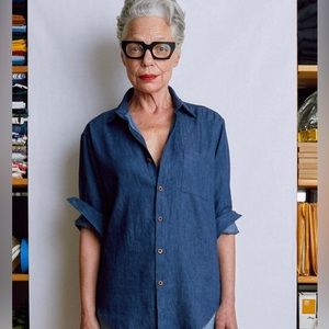 Naomi Nomi, The Oxford Shirt in Indigo Hemp Denim, Sz M, Brand New